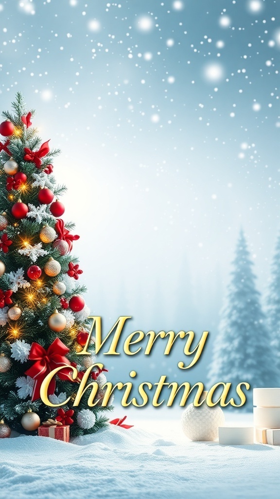 A festive Christmas header with a decorated tree, snowflakes, and holiday greetings.